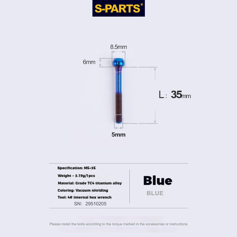 S-PARTS Parafusos de Titânio M5 x 30/35/40/47mm & Porca Cilíndrica & Arruela para Canote de Selim de Bicicleta