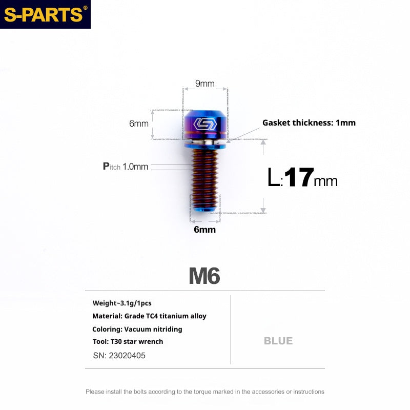 SPARTS A2 Series M6 L10-55mm Titanium Screws