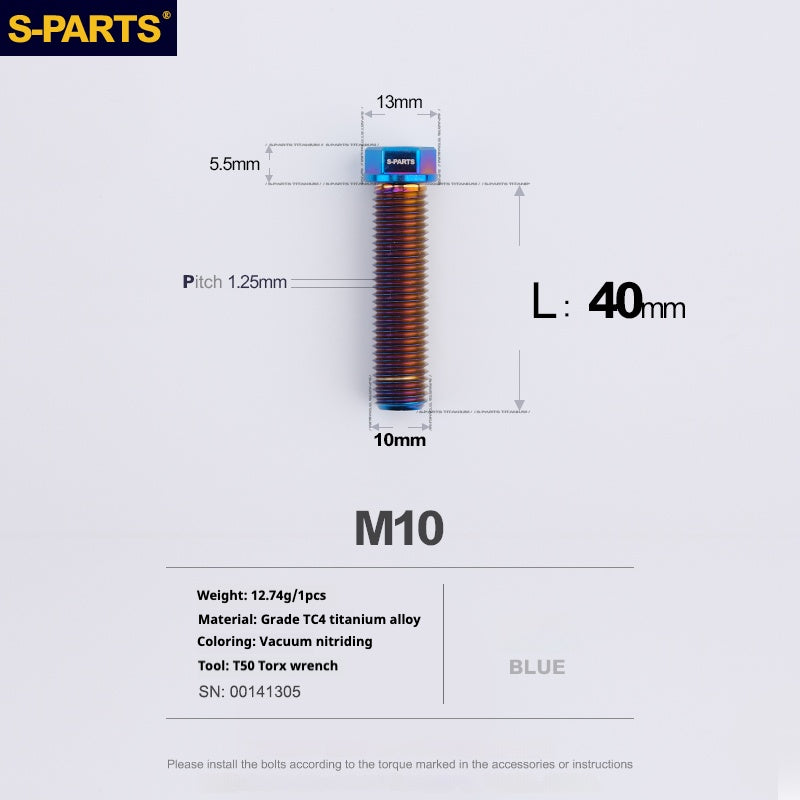SPARTS A3 Serie M10 L20-60mm D13 P1.5-P1.25Titanio Viti Moto Auto