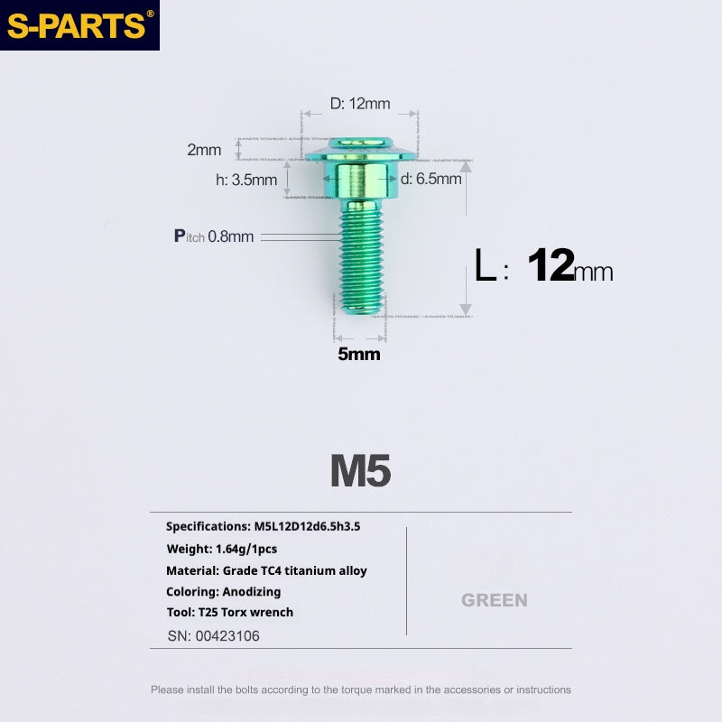 SPARTS A3 Umbrella Head Step Series M5 Viti in titanio verde per motociclette e auto
