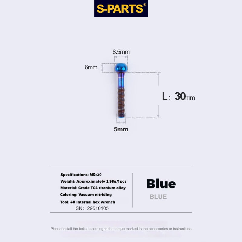 S-PARTS Parafusos de Titânio M5 x 30/35/40/47mm & Porca Cilíndrica & Arruela para Canote de Selim de Bicicleta