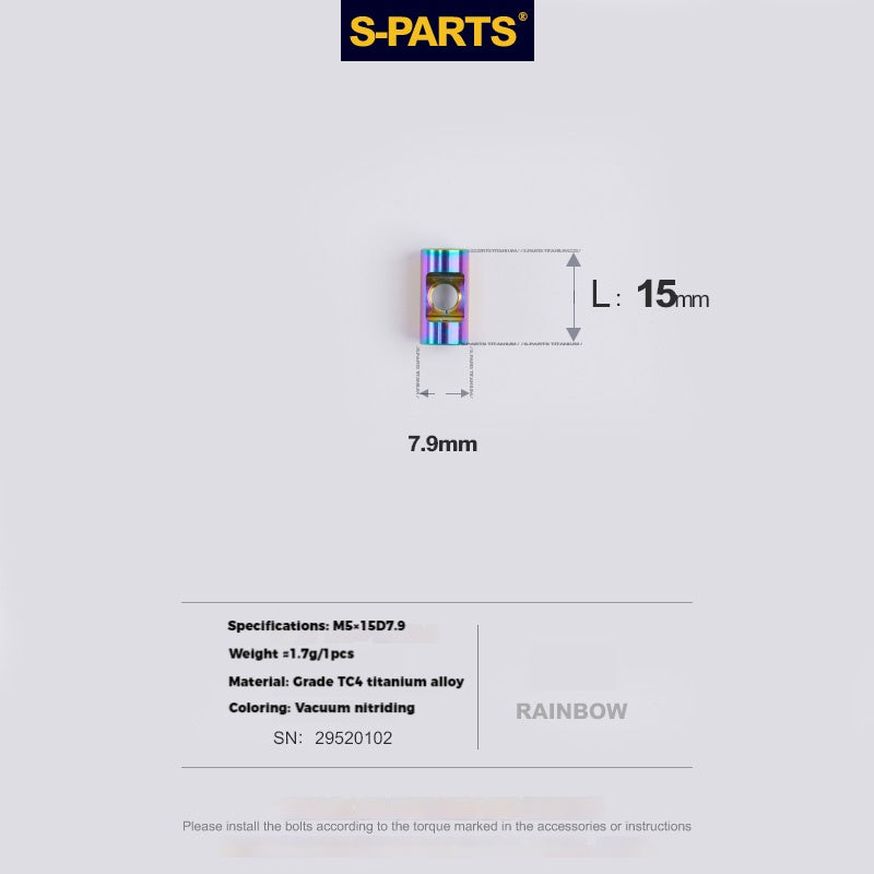 S-PARTS Parafusos de Titânio M5 x 30/35/40/47mm & Porca Cilíndrica & Arruela para Canote de Selim de Bicicleta