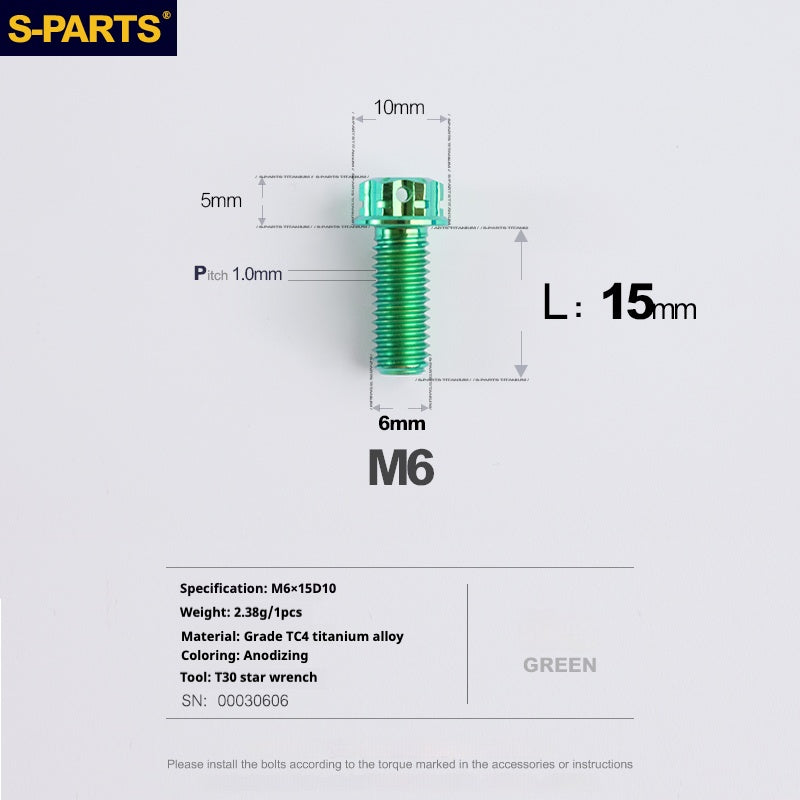 Viti in titanio verde SPARTS A3 Series M6 L08-120mm per motociclette e auto