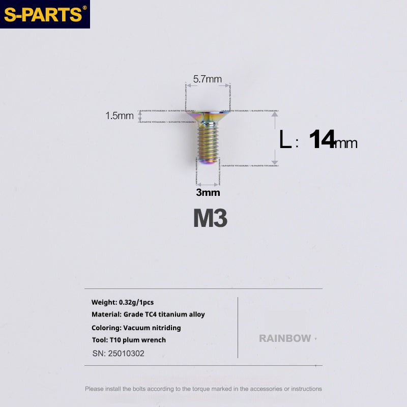 Viti in lega di titanio SPARTS serie svasata M3 L06-30mm