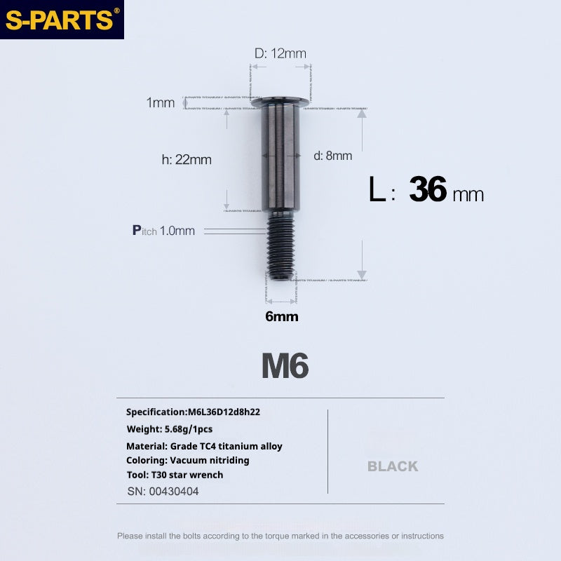 SPARTS A3 Umbrella Head Step Series M6 Viti in titanio nero per motociclette e auto
