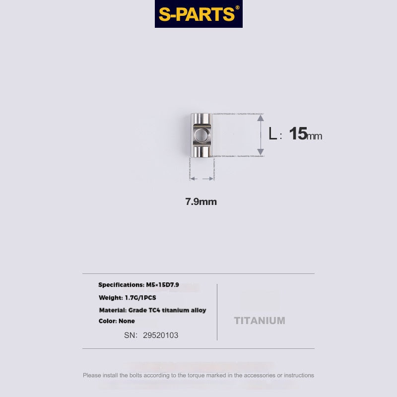 S-PARTS Parafusos de Titânio M5 x 30/35/40/47mm & Porca Cilíndrica & Arruela para Canote de Selim de Bicicleta