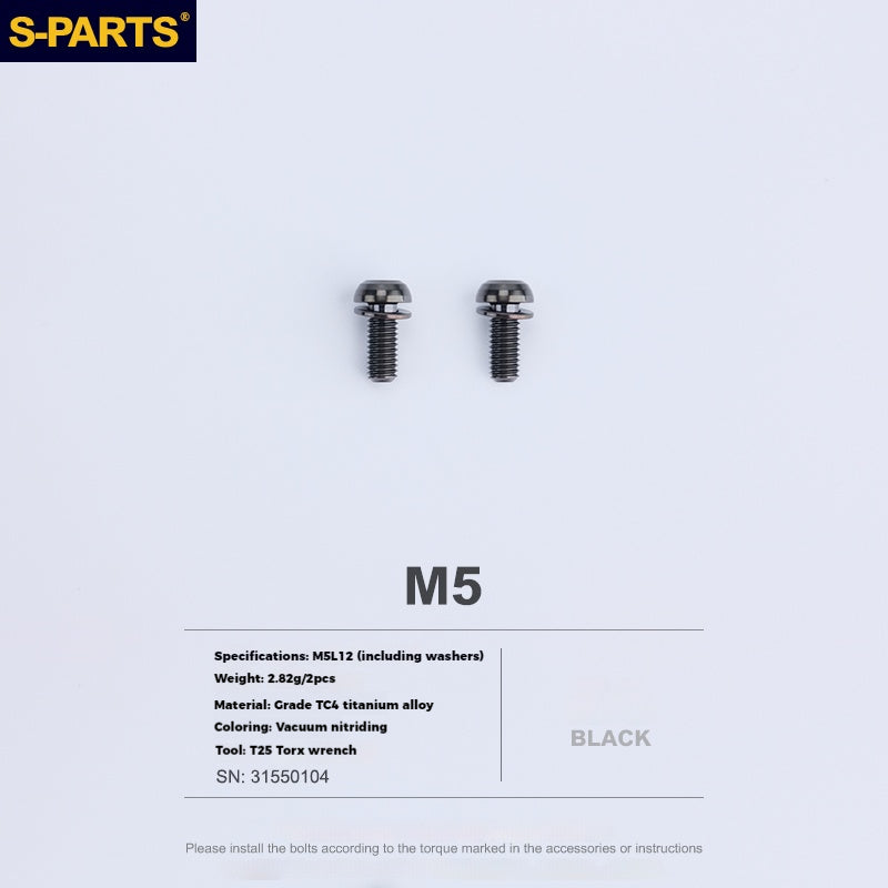 S-PARTS Parafusos para Suporte de Garrafa em Liga de Titânio - Ultra-leves, Ocos, Cabeça Chata, Grande Diâmetro para Bikes de Estrada, Montanha e Dobráveis