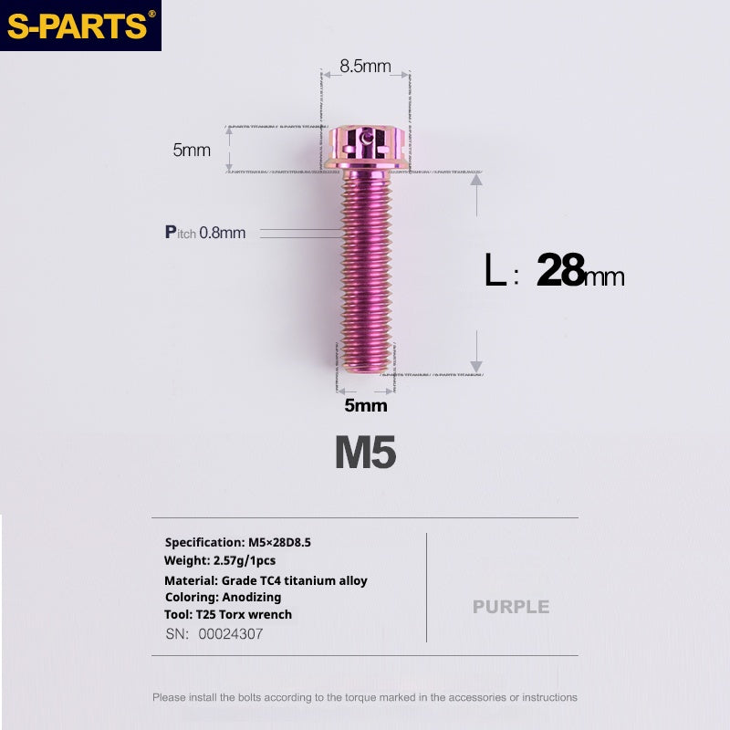 SPARTS Viti in titanio viola A3 Series M5 L06-110mm per motociclette e auto