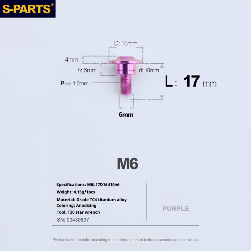 Viss SPART A3 Tête Parapluie Série Step M6 Titane Violet Moto Auto