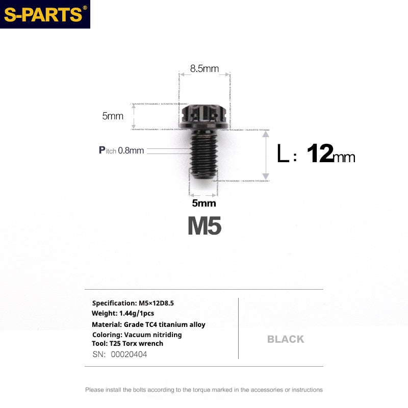 SPARTS Nero A3 Serie M5 L06-95mm Viti in titanio Moto Auto
