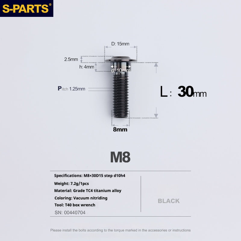 SPARTS A3 Umbrella Head Step Series M8 Viti in titanio nero per motociclette e auto