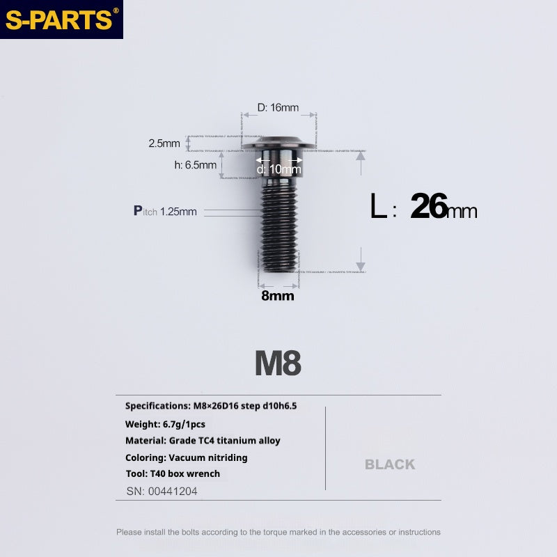 SPARTS A3 Umbrella Head Step Series M8 Viti in titanio nero per motociclette e auto