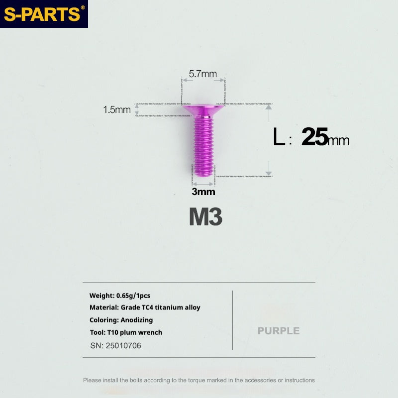 Viti in lega di titanio SPARTS serie svasata M3 L06-30mm