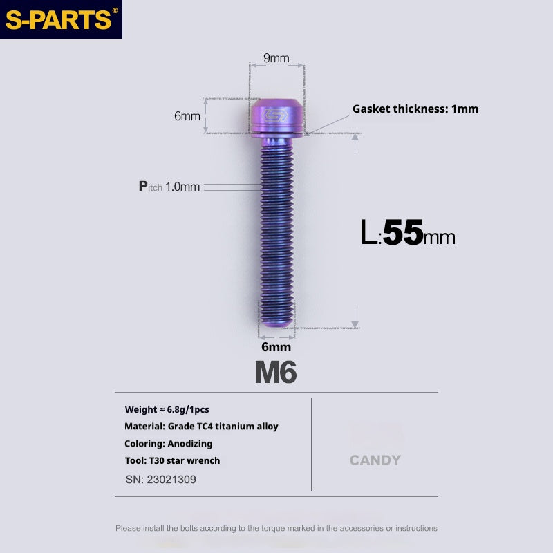 SPARTS A2 Series M6 L10-55mm Titanium Screws