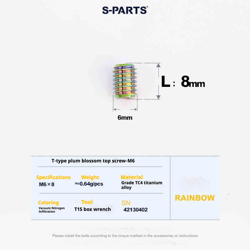 SPARTS Outil de Plombier en T T15 Fil supérieur plat M6 L08-10-12-16 Vis en titane