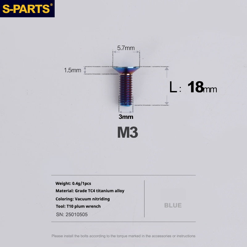 Viti in lega di titanio SPARTS serie svasata M3 L06-30mm
