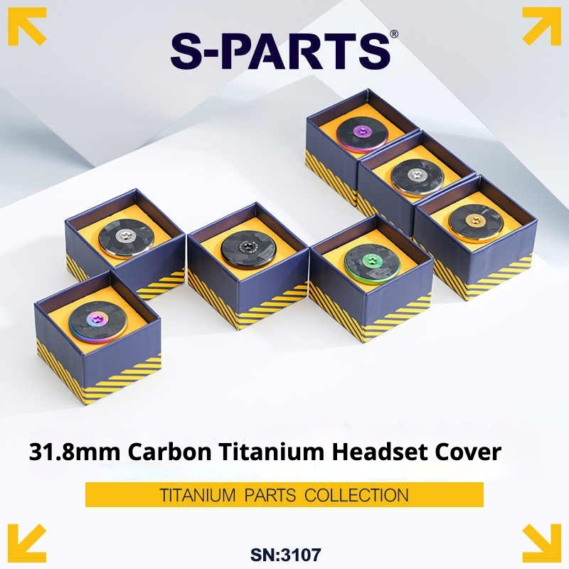 S-PARTS Tampas de Tigela de Fibra de Carbono Titânio Regular 28.6 para Tubo de Direção Tampas de Mesa para Guidão de Montanha/Road