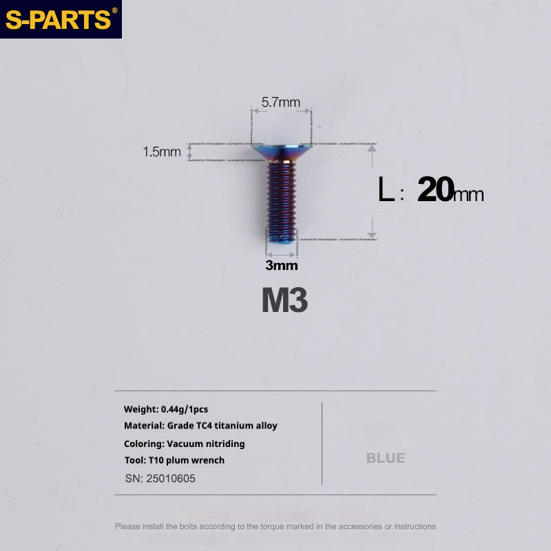 Viti in lega di titanio SPARTS serie svasata M3 L06-30mm