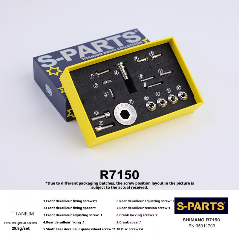 Set di viti di trasmissione del cambio in titanio S-PARTS per la serie stradale Shimano R7150
