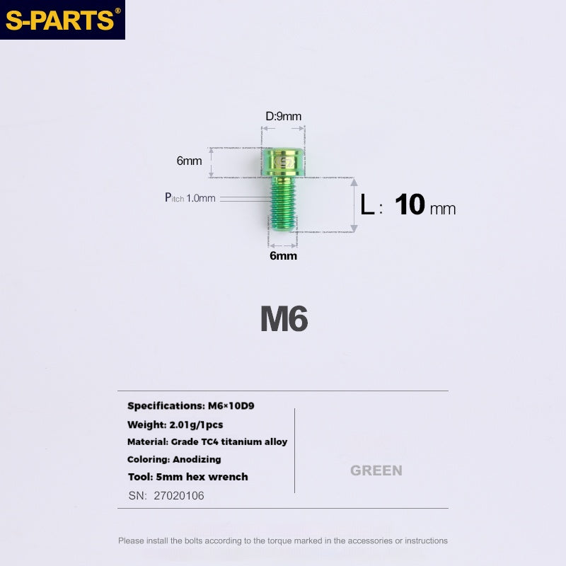 S-PARTS Lega di Titanio Cambio Freno Blocco Linea Mountain Road Bicicletta Deragliatore Anteriore Deragliatore Posteriore Vite di Compressione