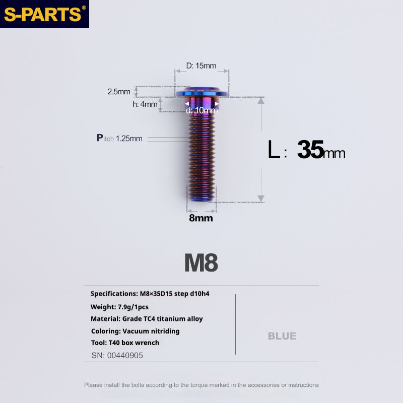 SPARTS A3 Umbrella Head Step Series M8 Viti in titanio blu per motociclette e auto