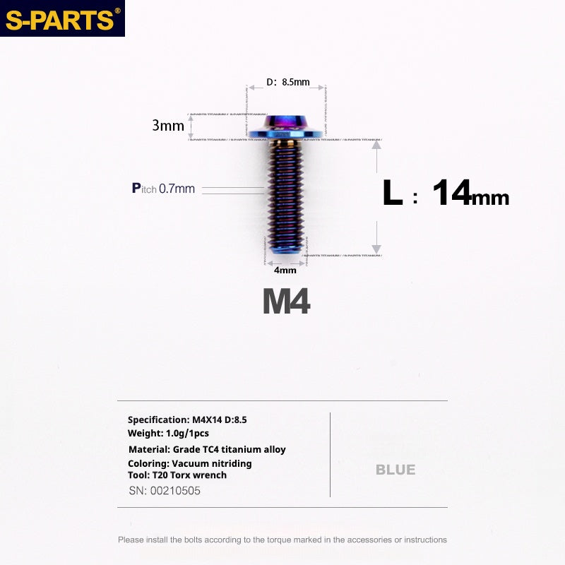 SPARTS A3 Serie testa ombrello M4 L06-35mm D8.5 Viti in titanio per motociclette e auto