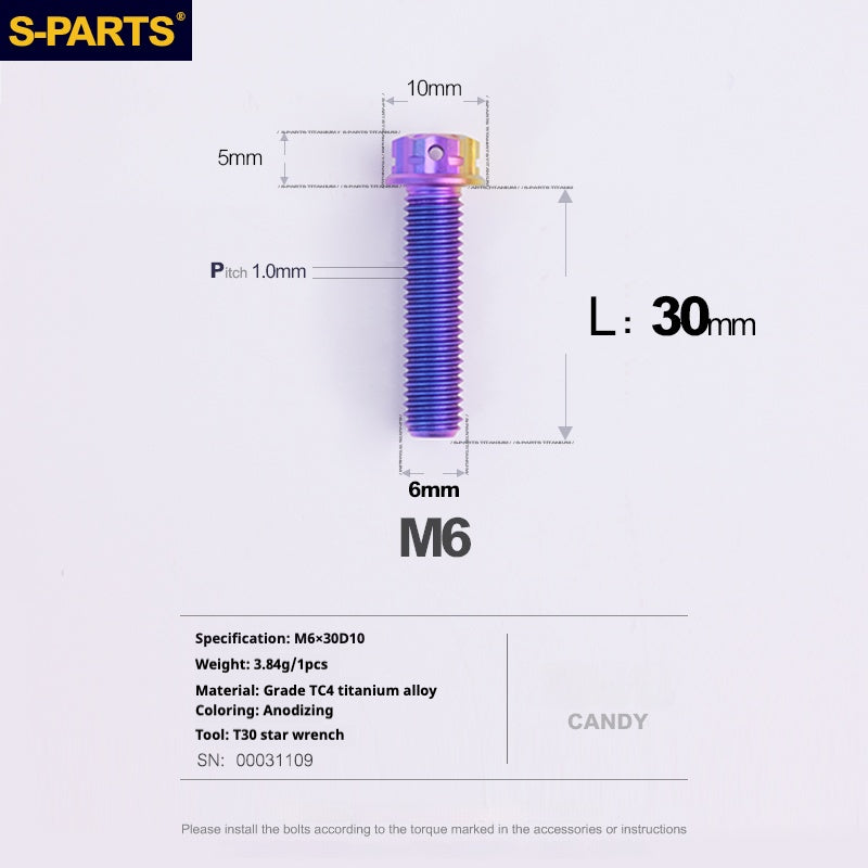 SPARTS A3 Series M6 L08-120mm Viti in titanio color caramella per motociclette e auto