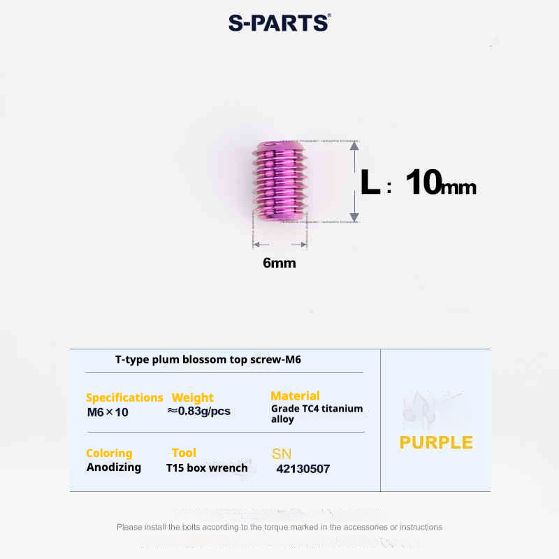 SPARTS Outil de Plombier en T T15 Fil supérieur plat M6 L08-10-12-16 Vis en titane