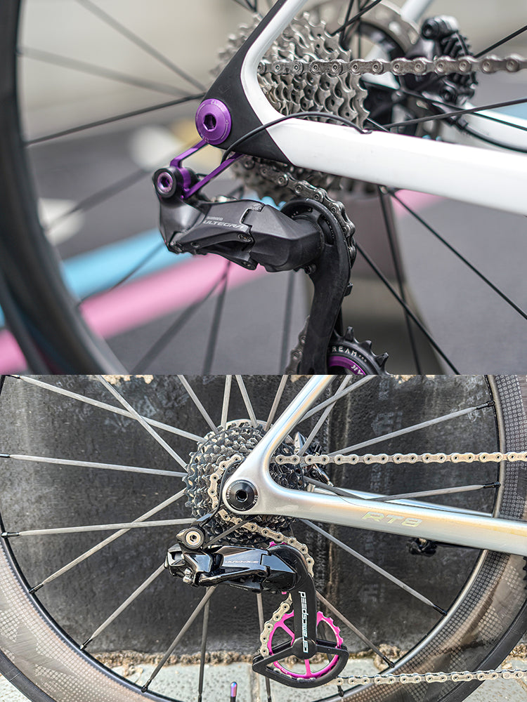 Suporte de Câmbio Traseiro Ultra-Leve em Alumínio CNC (Compatível apenas com câmbios traseiros Shimano série R.) | Apenas 26,8g | Compatível com Sistemas UDH (TREK MADONE 8, X-LAB RT, VAN RYSEL RCR e mais) 1 unidade