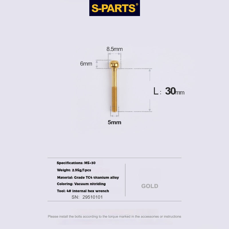 S-PARTS Parafusos de Titânio M5 x 30/35/40/47mm & Porca Cilíndrica & Arruela para Canote de Selim de Bicicleta