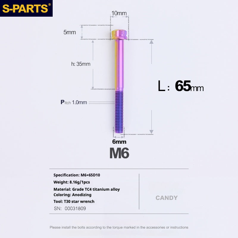 SPARTS A3 Series M6 L08-120mm Viti in titanio color caramella per motociclette e auto