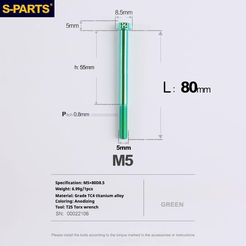 SPARTS Vis Titane Série A3 M5 L06-110mm pour Moto et Auto