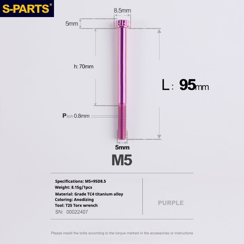 SPARTS Viti in titanio viola A3 Series M5 L06-110mm per motociclette e auto