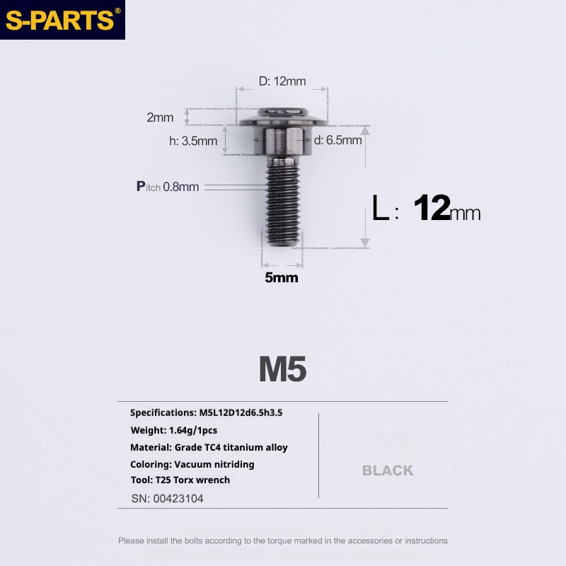 SPARTS A3 Umbrella Head Step Series M5 Viti in titanio nero per motociclette e auto