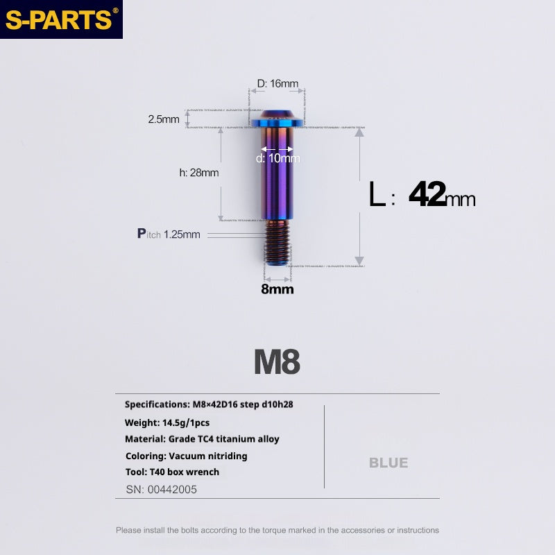 SPARTS A3 Umbrella Head Step Series M8 Viti in titanio blu per motociclette e auto