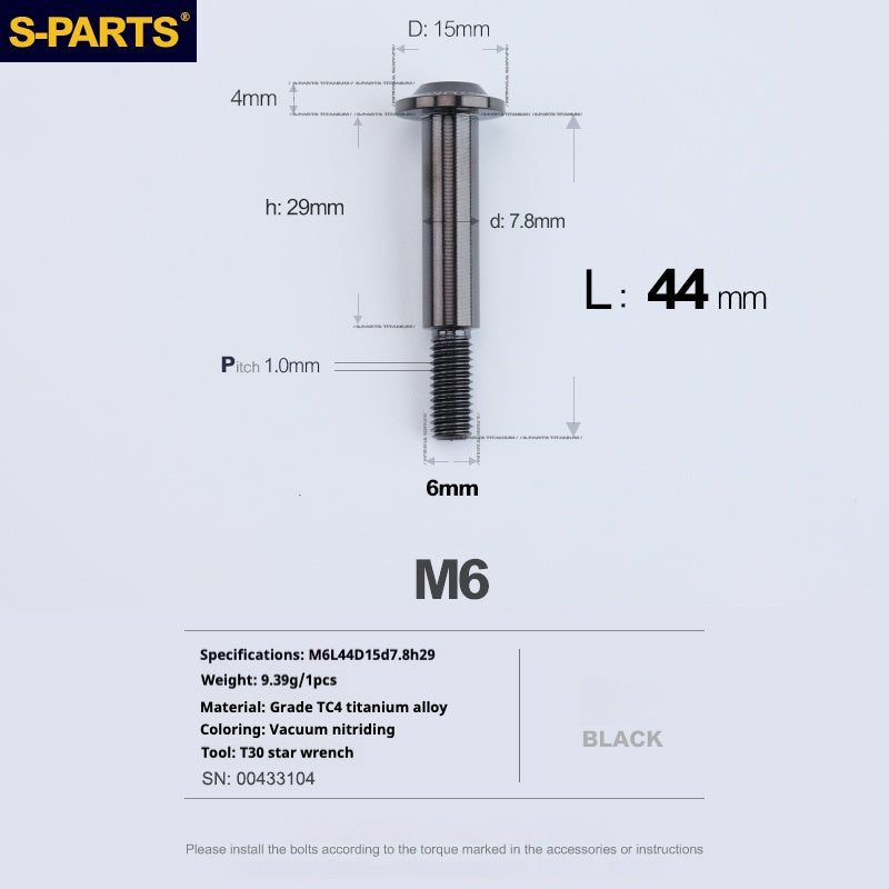 SPARTS A3 Umbrella Head Step Series M6 Viti in titanio nero per motociclette e auto
