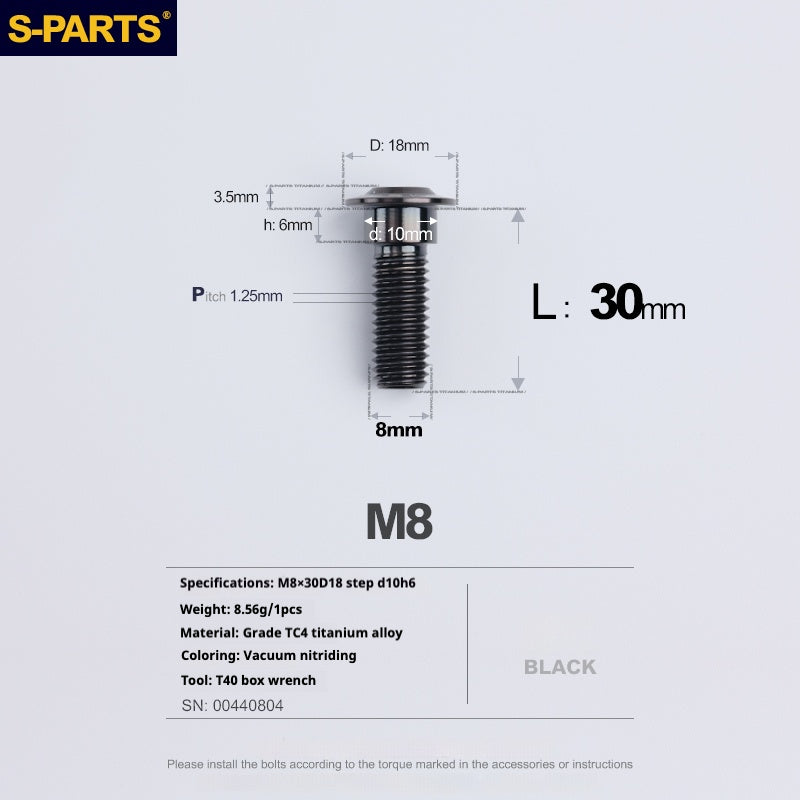 SPARTS A3 Umbrella Head Step Series M8 Viti in titanio nero per motociclette e auto