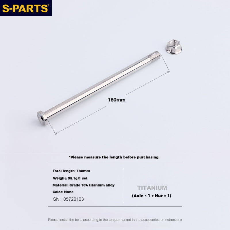 Asse ruota posteriore in lega di titanio Sur-Ron Light Bee S-PARTS e dado abbinato