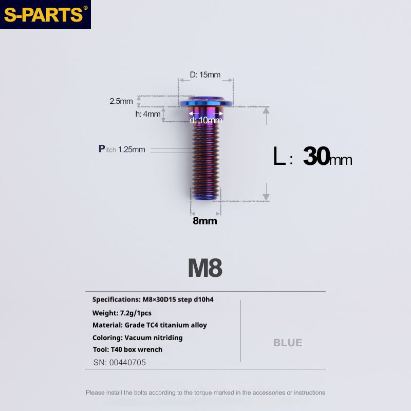 SPARTS A3 Umbrella Head Step Series M8 Viti in titanio blu per motociclette e auto