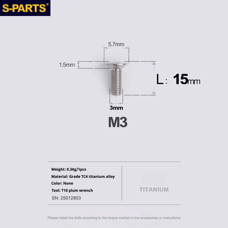 Viti in lega di titanio SPARTS serie svasata M3 L06-30mm