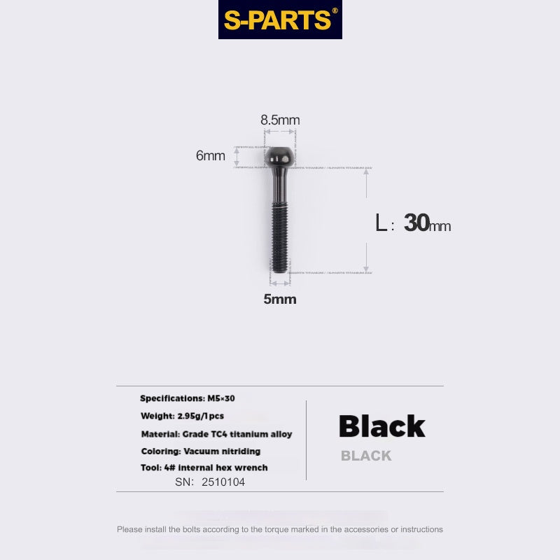 S-PARTS Parafusos de Titânio M5 x 30/35/40/47mm & Porca Cilíndrica & Arruela para Canote de Selim de Bicicleta