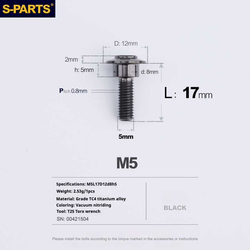 SPARTS A3 Umbrella Head Step Series M5 Viti in titanio nero per motociclette e auto
