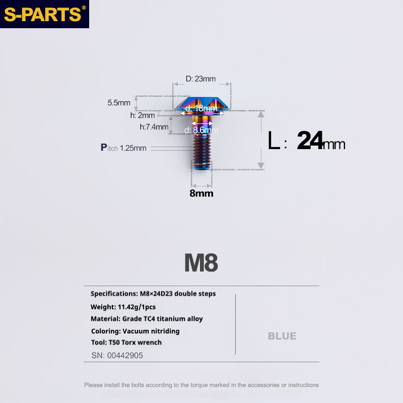 SPARTS A3 Umbrella Head Step Series M8 Viti in titanio blu per motociclette e auto