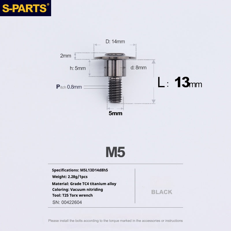 SPARTS A3 Umbrella Head Step Series M5 Viti in titanio nero per motociclette e auto