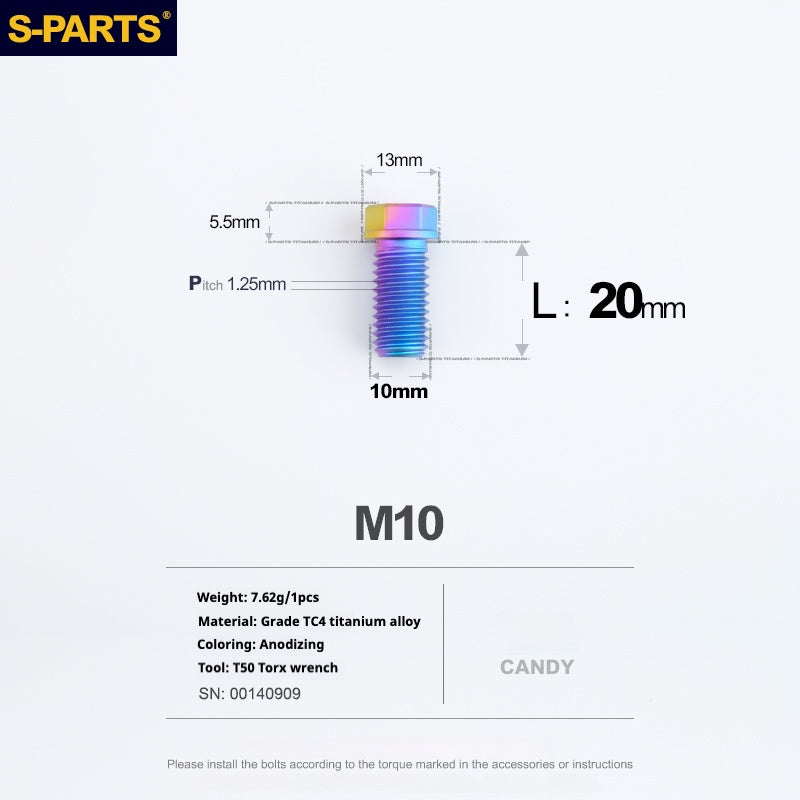 SPARTS A3 Serie M10 L20-60mm D13 P1.5-P1.25Titanio Viti Moto Auto