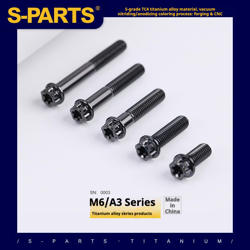 SPARTS Série A3 M6 L08-120mm Vis en titane noir pour moto et auto