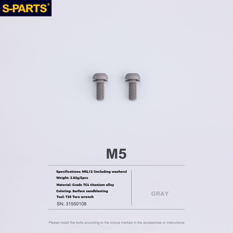 S-PARTS Parafusos para Suporte de Garrafa em Liga de Titânio - Ultra-leves, Ocos, Cabeça Chata, Grande Diâmetro para Bikes de Estrada, Montanha e Dobráveis