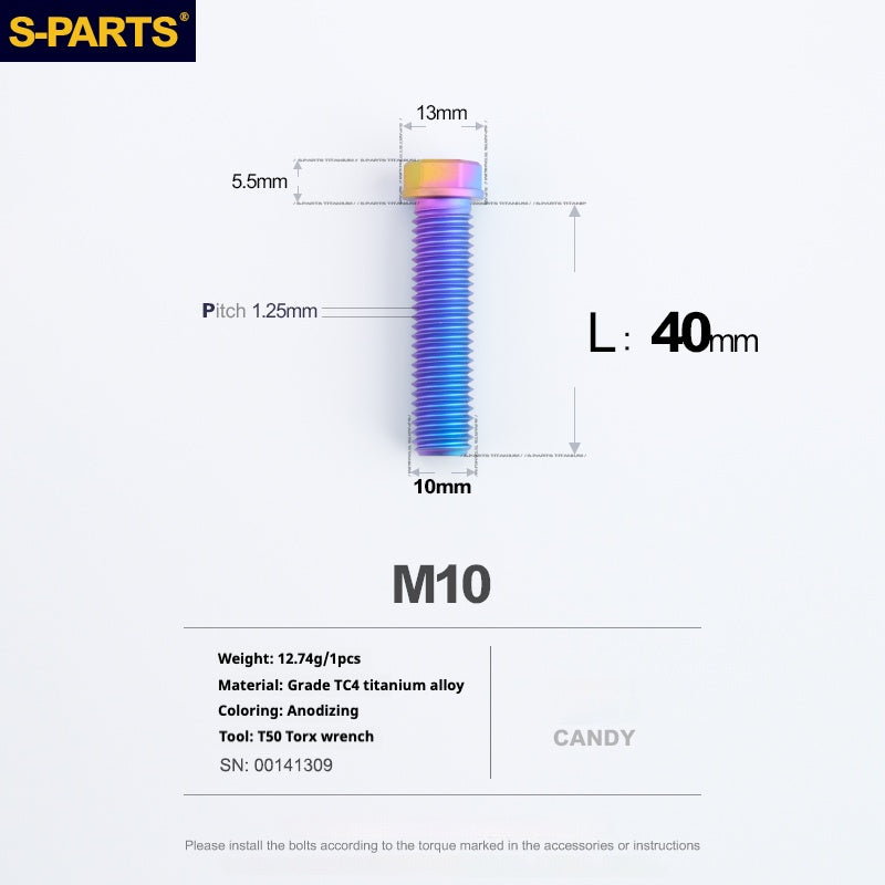 SPARTS A3 Serie M10 L20-60mm D13 P1.5-P1.25Titanio Viti Moto Auto