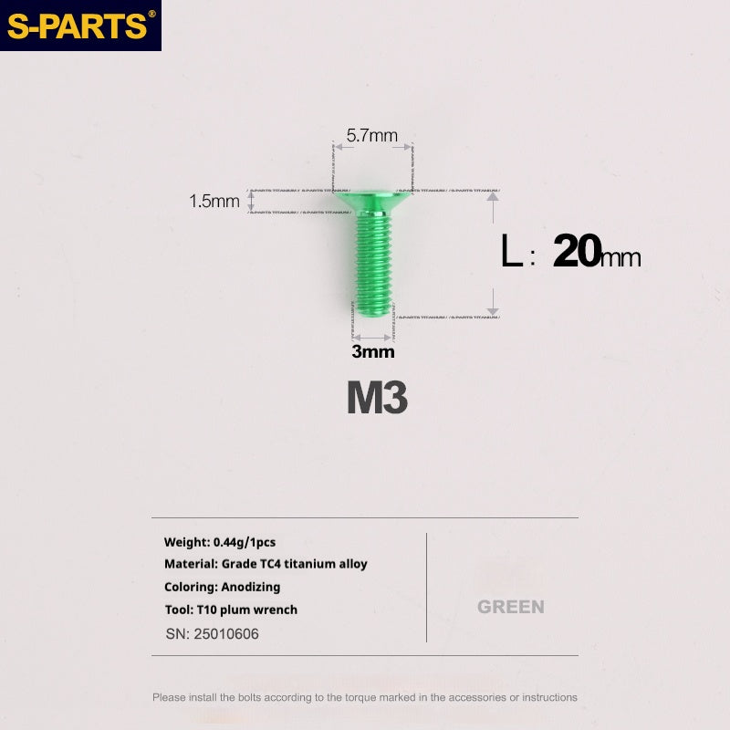 Viti in lega di titanio SPARTS serie svasata M3 L06-30mm