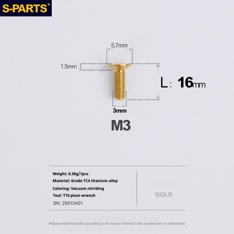Viti in lega di titanio SPARTS serie svasata M3 L06-30mm